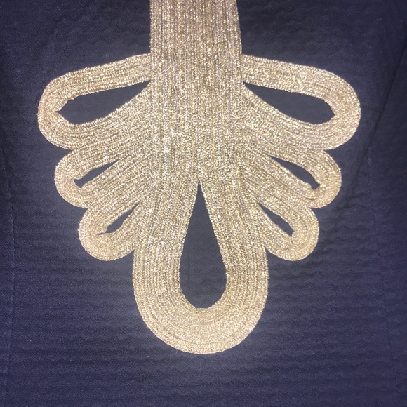 Lily Pulitzer Navy Blue and Gold Shift Dress - Picture 5 of 5